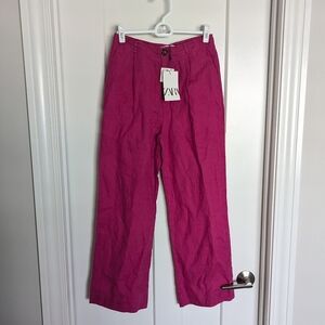 Zara 100% Linen Pants - Magenta Pink  sz 13-14